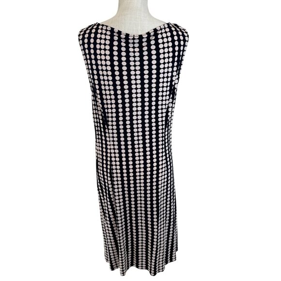 Tory Burch Black & White Polka Dot Sleeveless Midi Dress Pleated Details XL - Picture 2 of 13